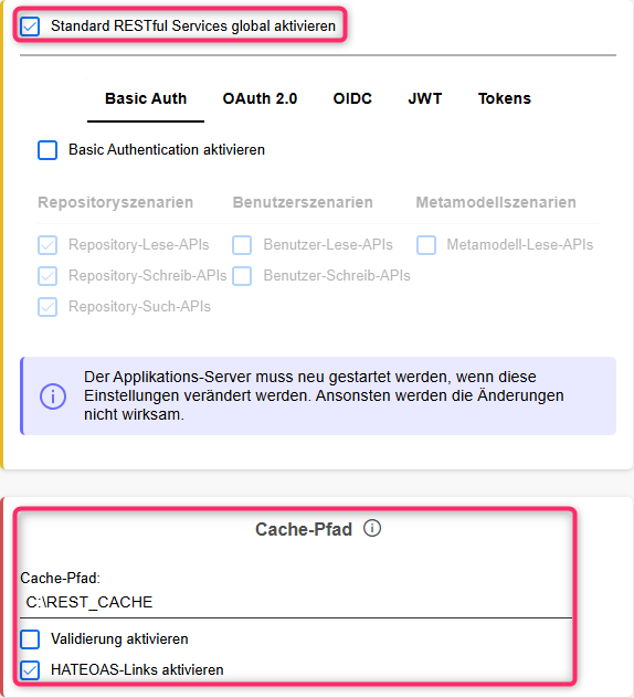  REST API - Allgemeine Einstellungen