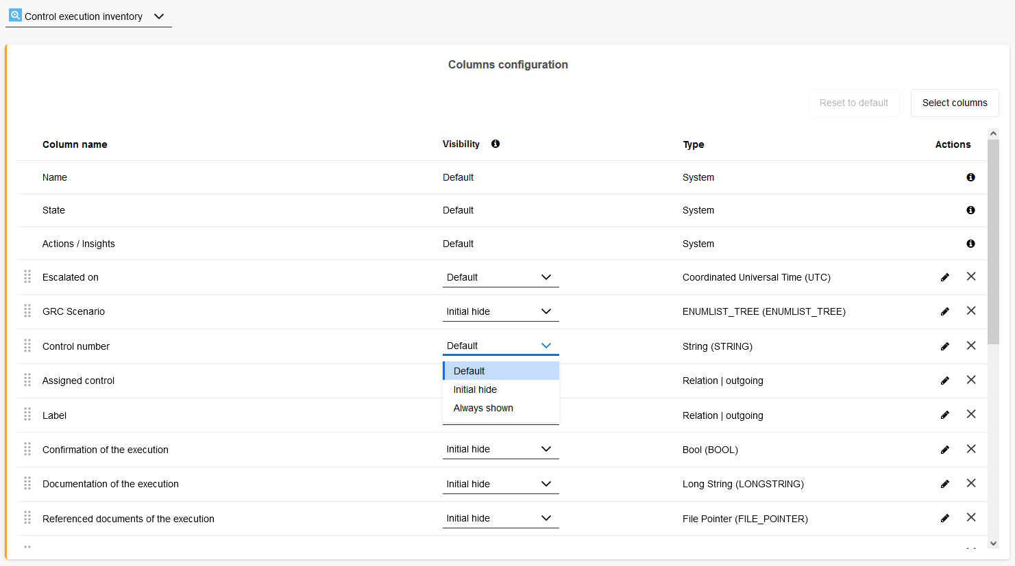 Dashboard Configuration