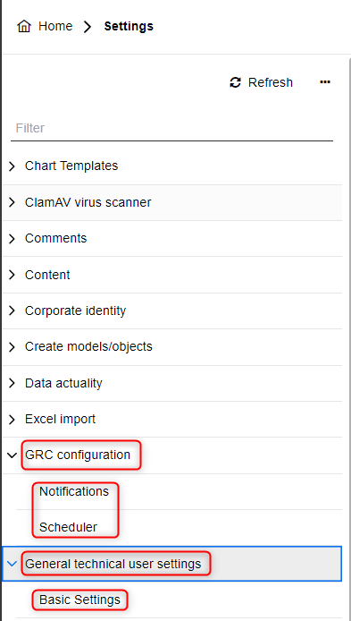 Technical Users Settings