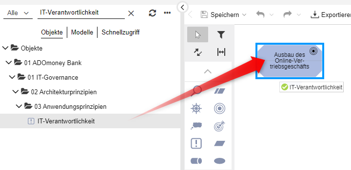  Modell/Objekt aus dem Explorer in den grafischen Editor ziehen