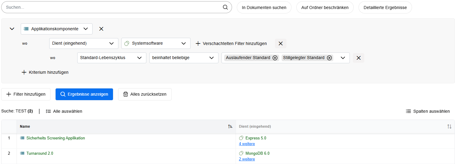Beispiel: Standard-Suchresultat