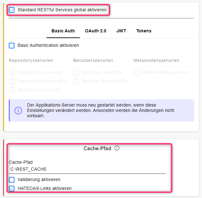  REST API - Allgemeine Einstellungen