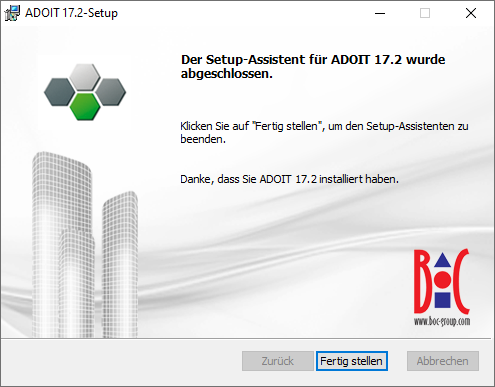  ADOIT installieren (4) – Die Installation war erfolgreich