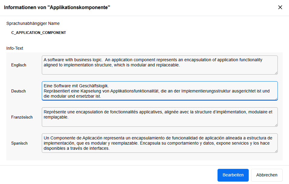 Info-Texte bearbeiten