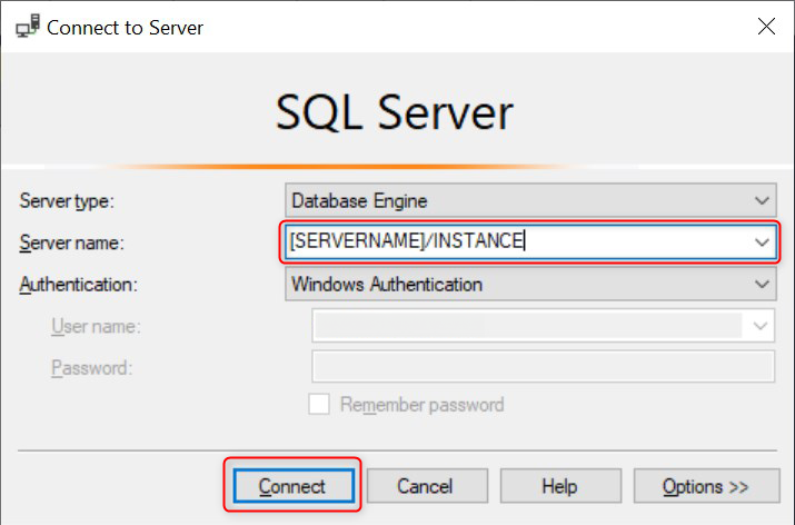Bild eines Computerbildschirms mit dem SQL Server Management Studio geöffnet. Der Fokus liegt auf dem Verbindungsdialog, wo Benutzer die erforderlichen Informationen eingeben