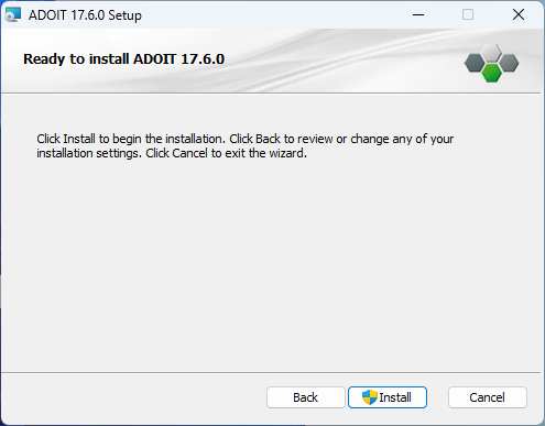Installing ADOIT (3) – ready to install