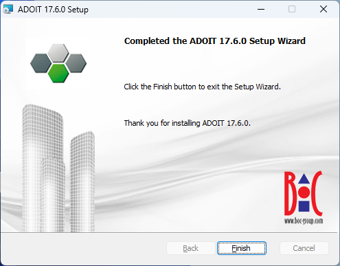 Installing ADOIT (4) – Installation finished successfully