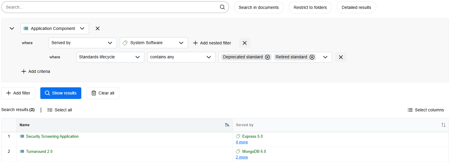  Example: Standard Search Results 