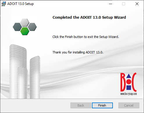  Installing ADOIT (4) – Installation finished successfully