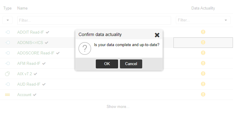 Confirm data actuality