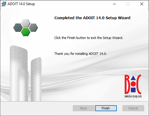  Installing ADOIT (4) – Installation finished successfully