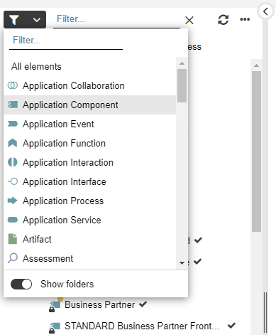 Explorer filter options
