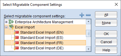 Component settings import