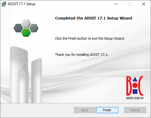  Installing ADOIT (4) – Installation finished successfully