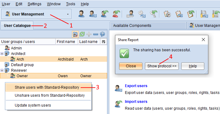  Share User with Standard-Repository 