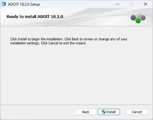  Installing ADOIT (3) – ready to install