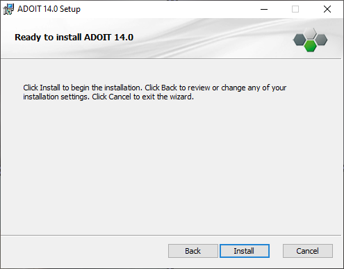  Installing ADOIT (3) – ready to install