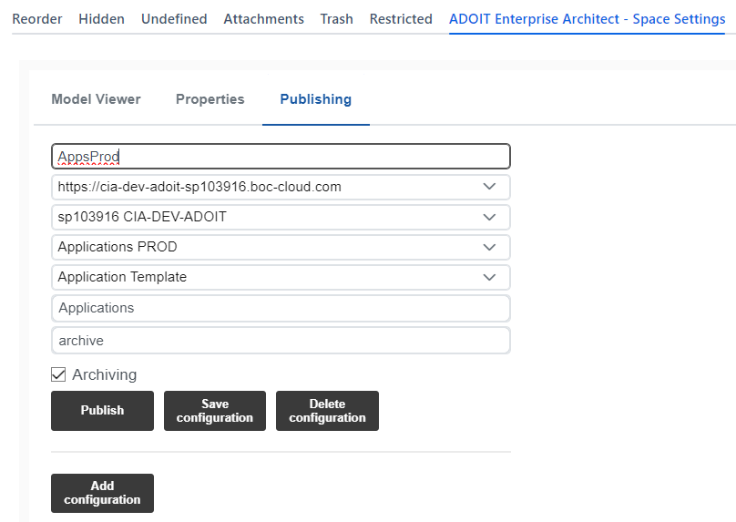 Publishing Configuration