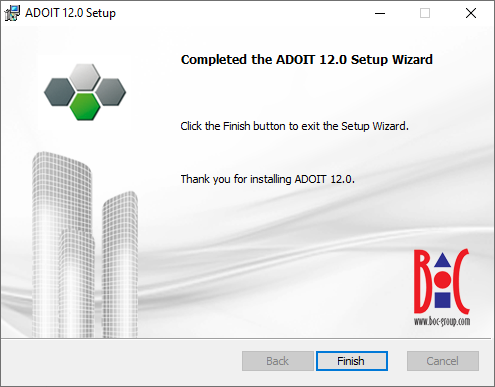  Installing ADOIT (4) – Installation finished successfully