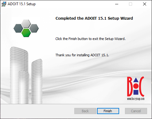  Installing ADOIT (4) – Installation finished successfully