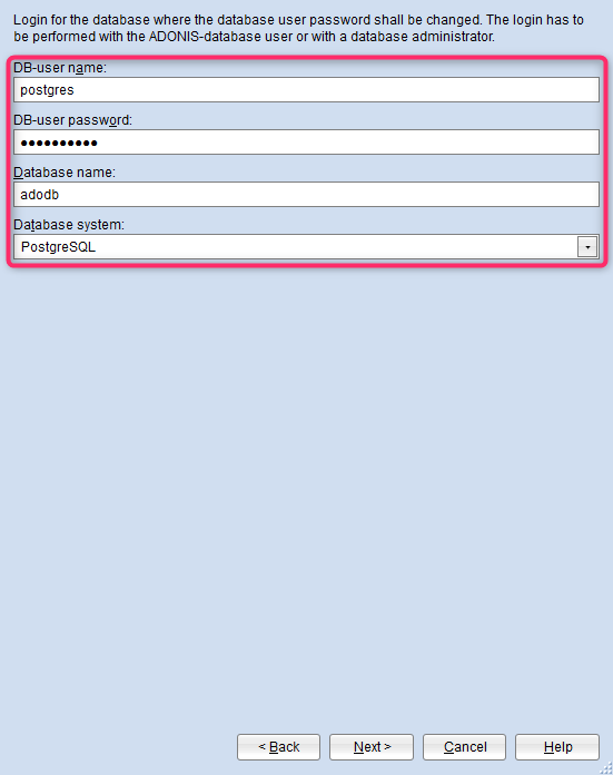 Enter database data