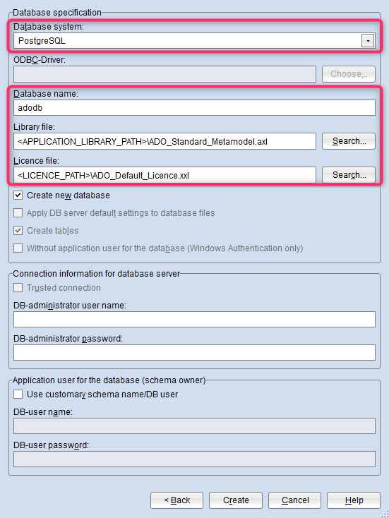 Enter data of new database