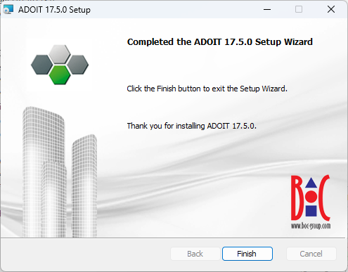 Installing ADOIT (4) – Installation finished successfully