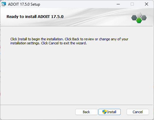 Installing ADOIT (3) – ready to install