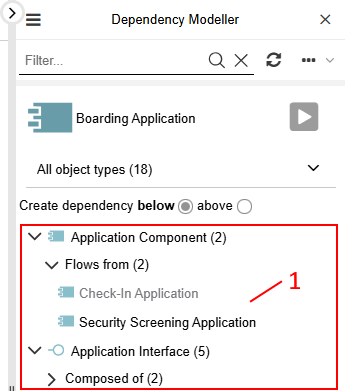  "Dependency Modeller" widget 