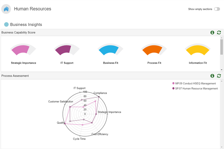  Insights Dashboard for Business Capabilities