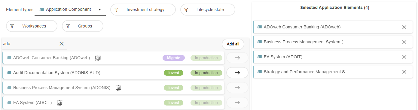  Select Application Elements for Requirements Assignment