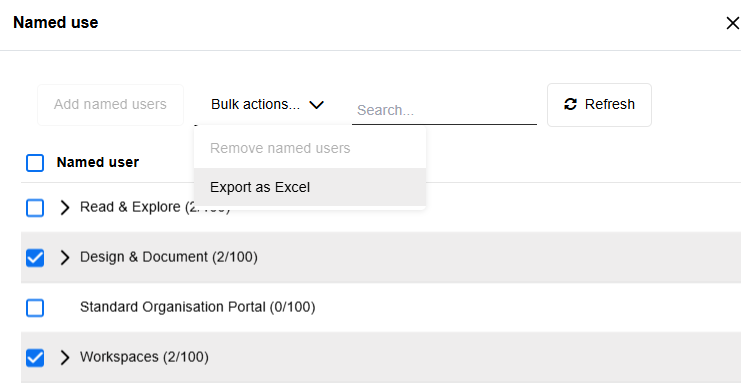 Export Named Users to Excel
