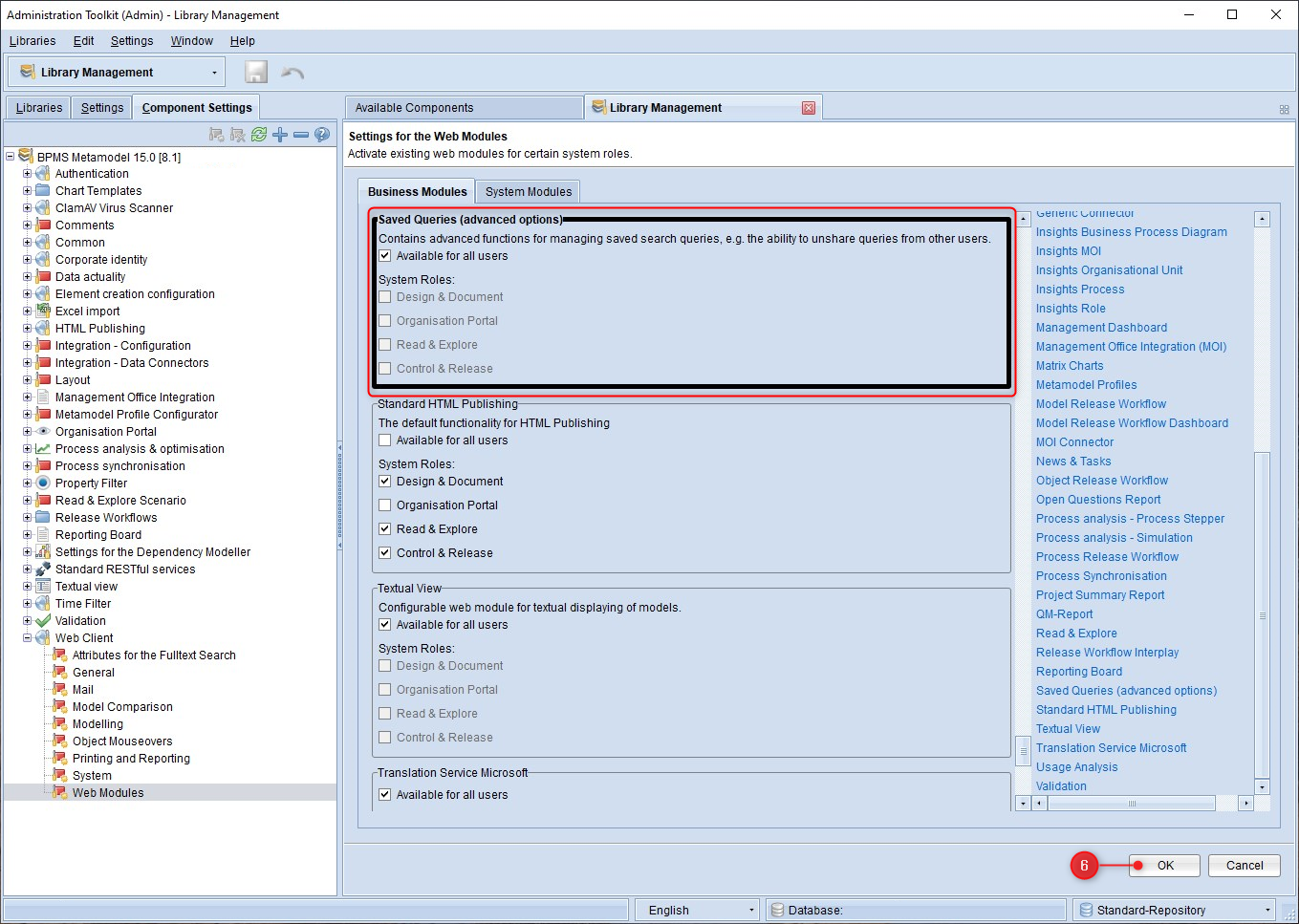 The focus automatically jumps to the correct module, here you can choose from all users as well as the individual system roles&quot;