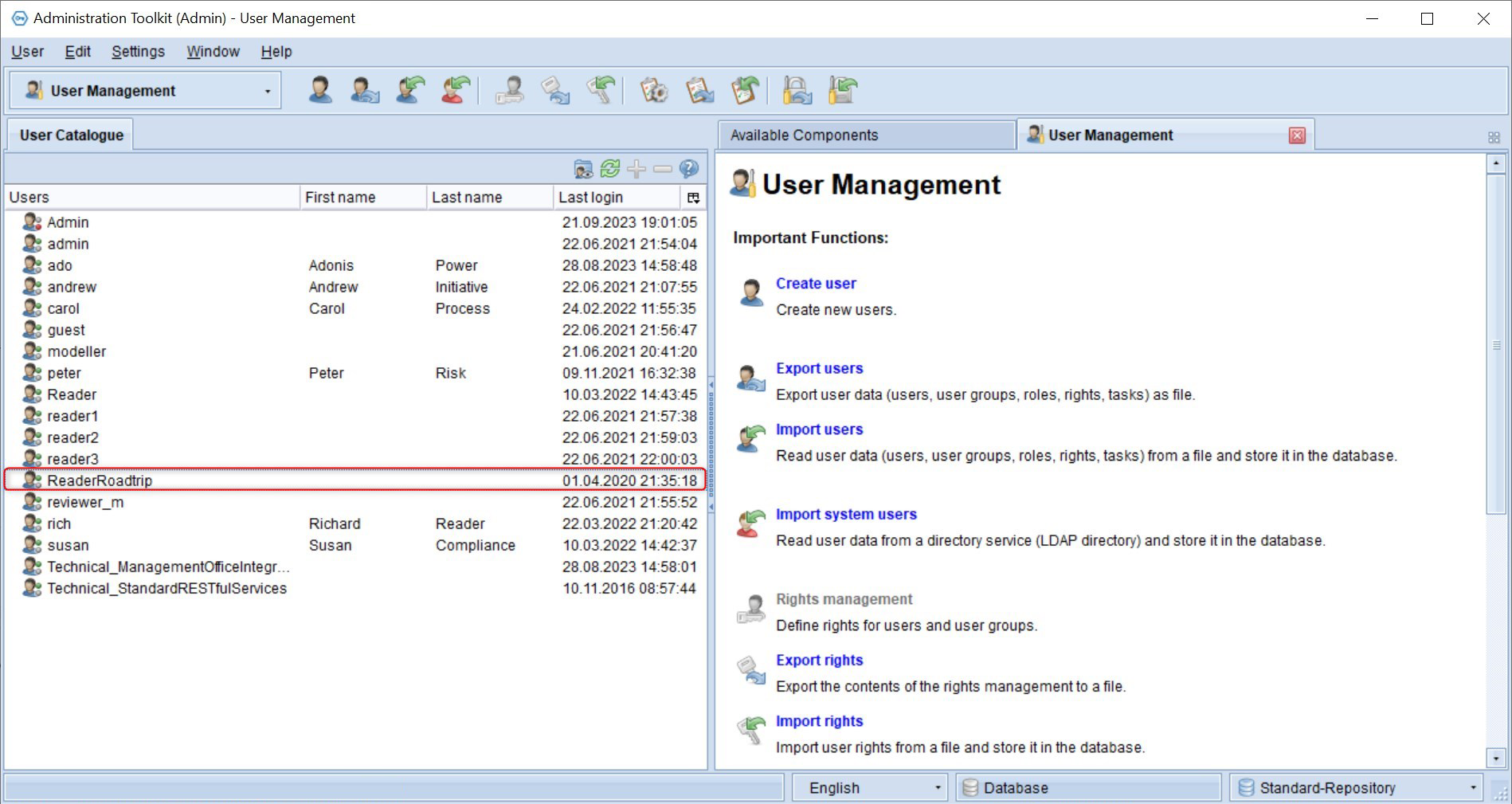 Illustration shows column menu, with the displayed login times