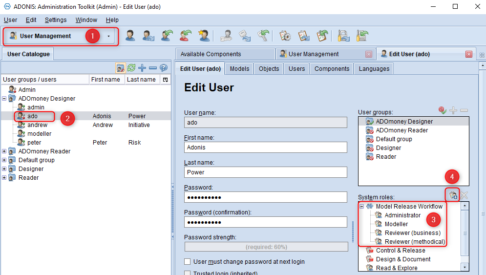 Figure shows the User Management and System Roles