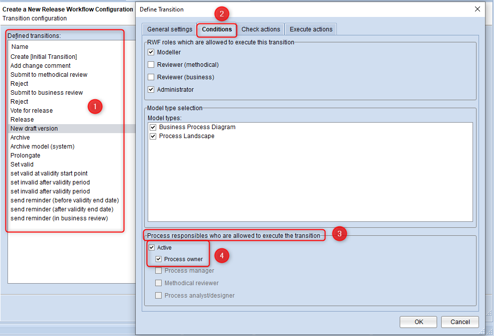 Figure shows the RWF Configuration &quot;Define Transition - Condition&quot;