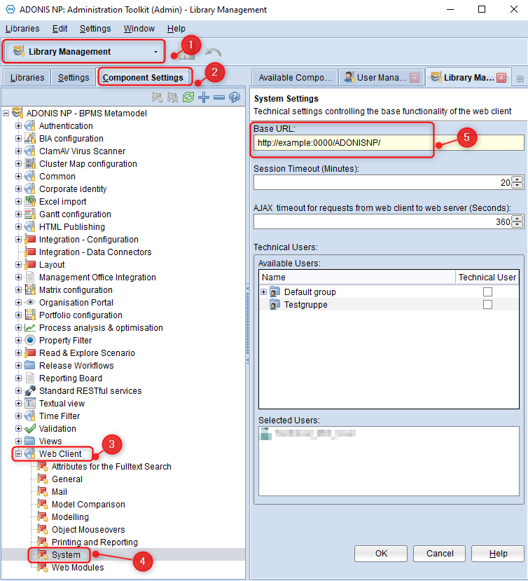 The figure shows how to set the Base URL