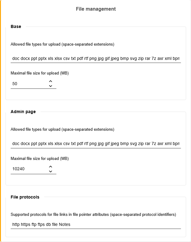 File management settings File management settings