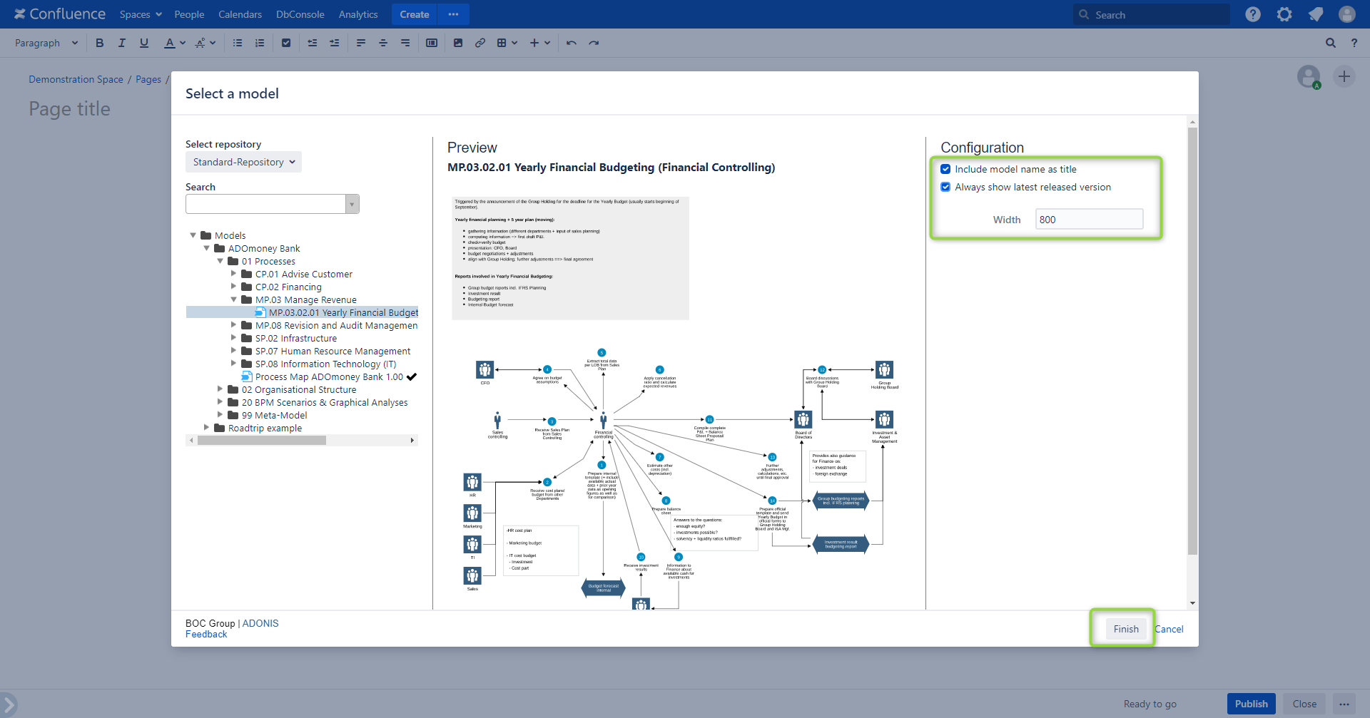 Model Image macro configuration dialogue