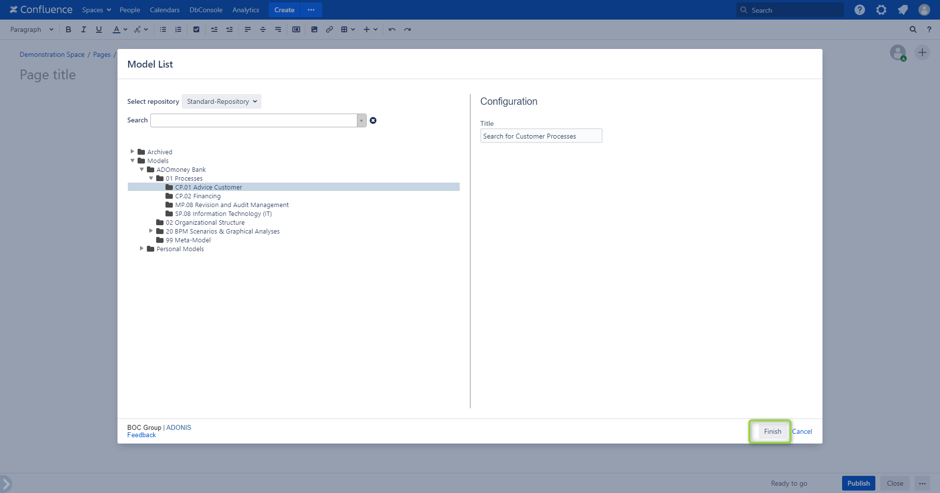 ADONIS Model List macro configuration