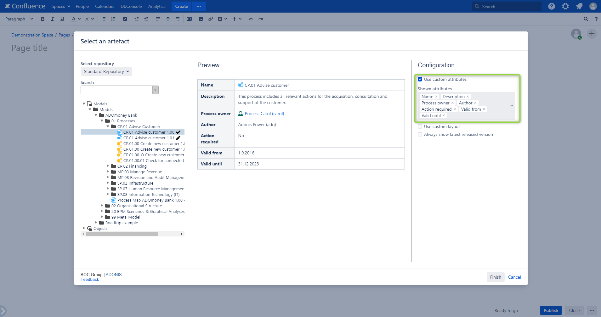 ADONIS Object &amp; Model Properties macro custom attributes configuration