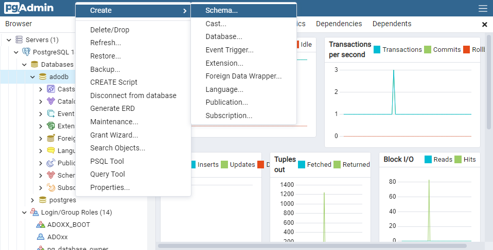 Create new schema