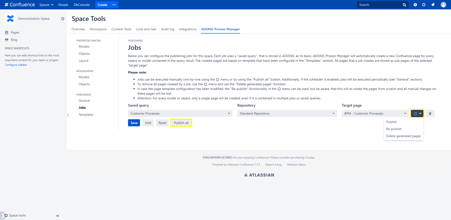 Automatic Publishing Jobs configuration - Publish Confluence pages