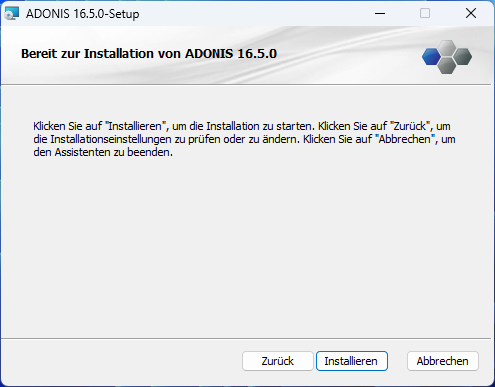  ADONIS installieren (3) – Fertig zum Installieren