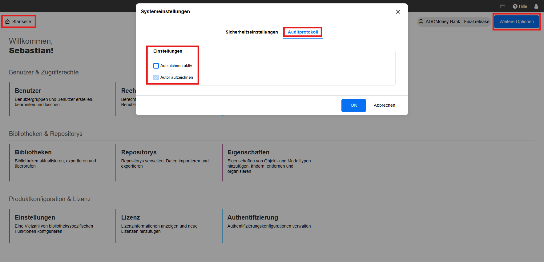 Audit-Log-Einstellungen