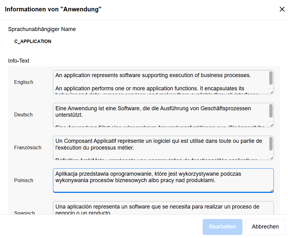 Info-Texte bearbeiten