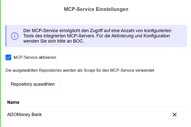 Einstellungen für MCP-Services