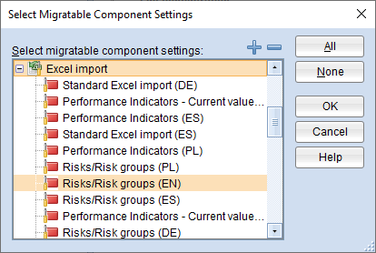 Component settings import