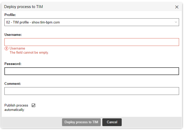 Deploy process to TIM