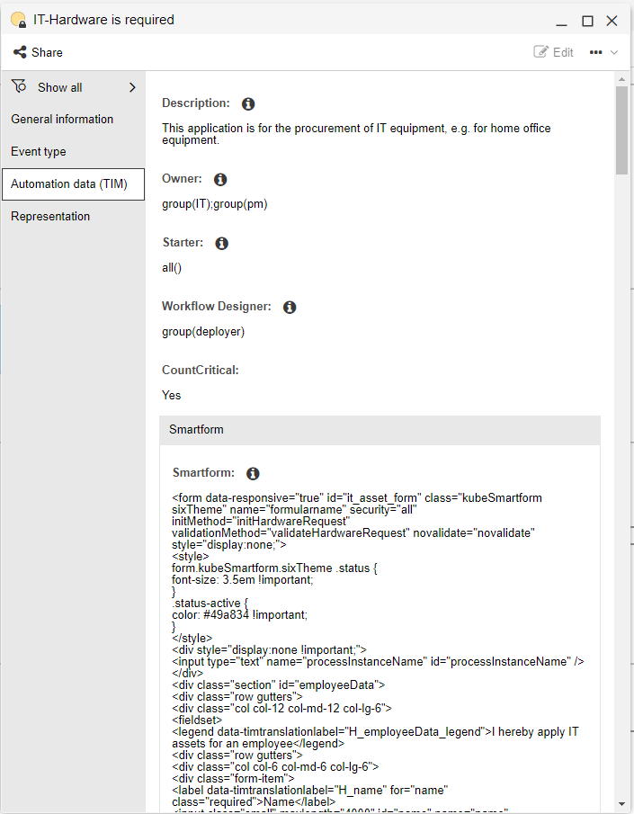 Start Event properties